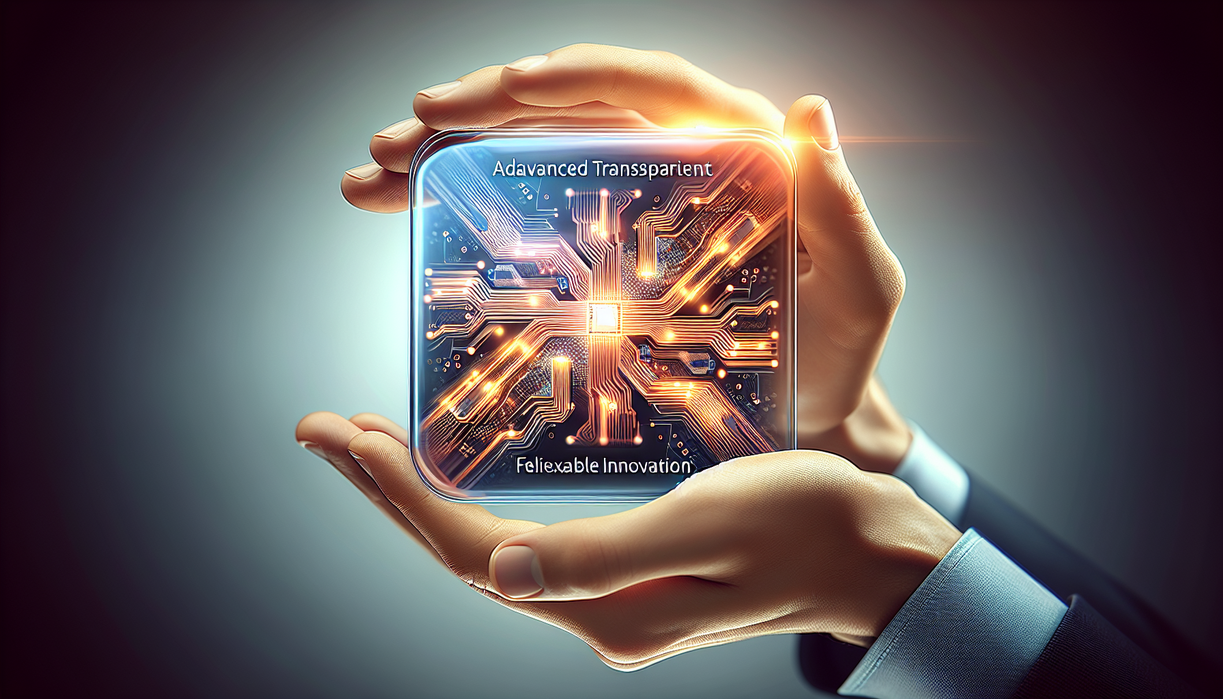 "alt_text": "Tampil teknologi canggih sirkuit fleksibel transparan untuk masa depan inovasi."