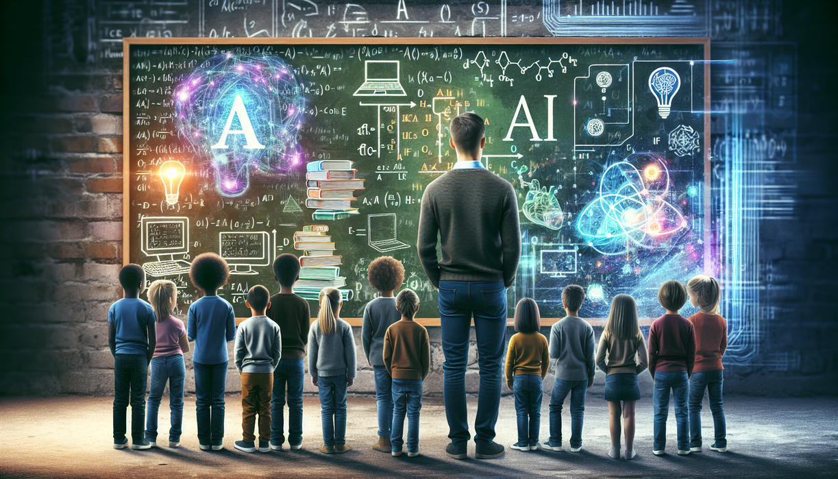 alt_text: AI bersama anak-anak kecil, membuka peluang dan tantangan baru di masa tumbuh kembang mereka.