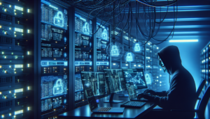 alt_text: Poster "Pendidikan Siber dari Peretasan Kilat Drift" menggambarkan keamanan digital dinamis.