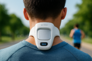 alt_text: "AC wearable Sony Reon, perangkat inovatif yang menawarkan pendinginan portabel dan nyaman."