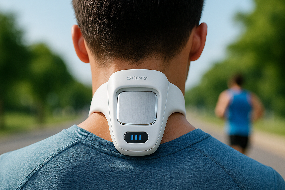 alt_text: "AC wearable Sony Reon, perangkat inovatif yang menawarkan pendinginan portabel dan nyaman."