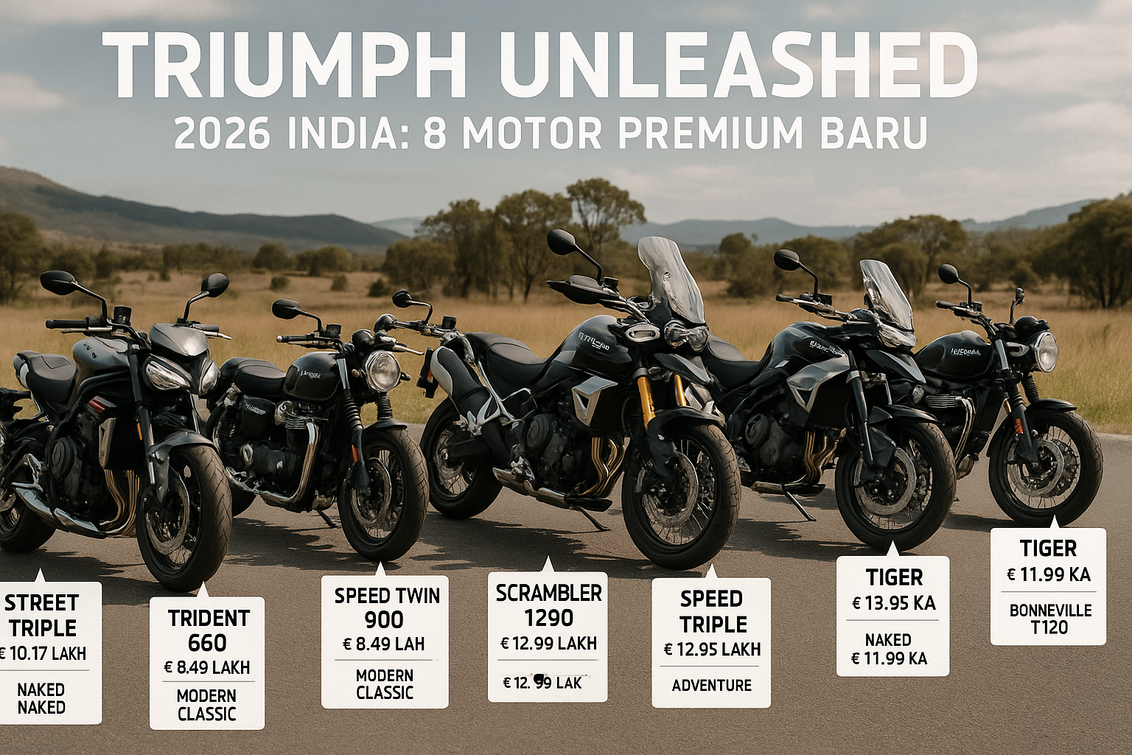 alt_text: "Triumph Unleashed 2026 India: Peluncuran 8 Motor Premium Baru oleh Triumph."