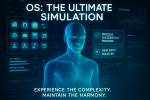 alt_text: Simulator OS: Ilustrasi kerusuhan sistem operasi yang berperan aktif.